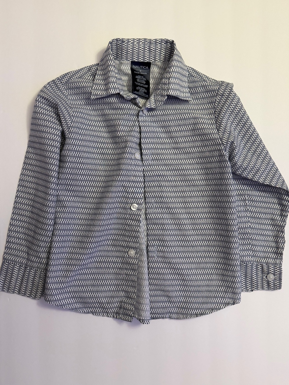 Nautica Boys' Navy & White Geometric Button-Down Shirt
